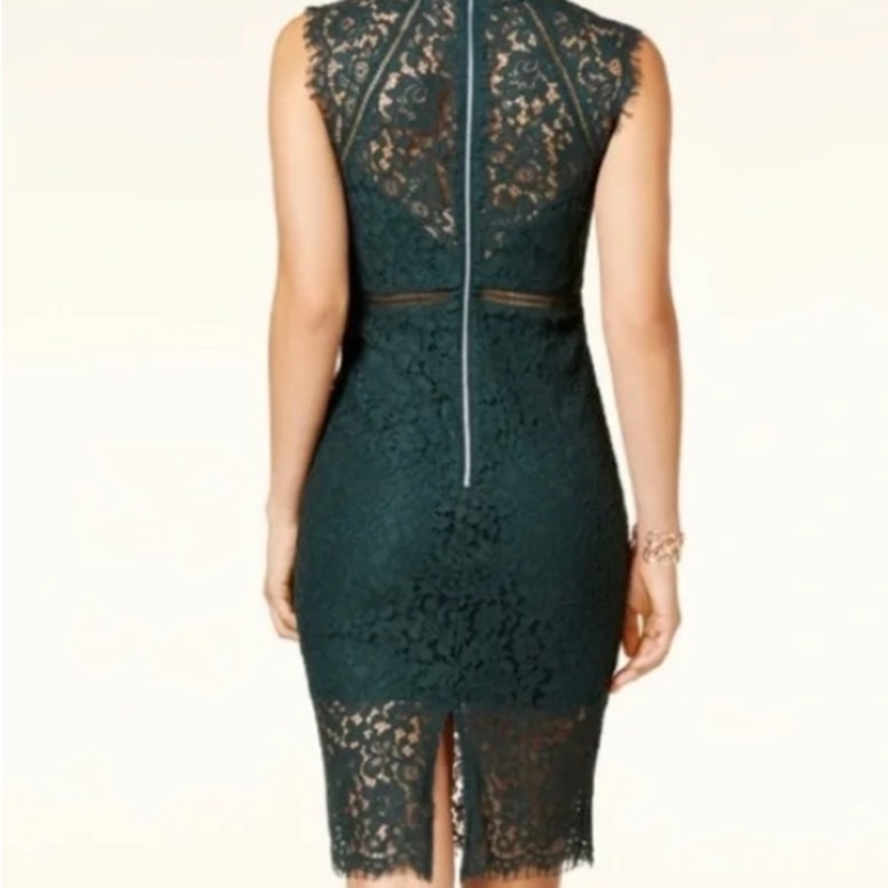 Bardot lace panel dress in hunter/emerald green EUC - Picture 4 of 16